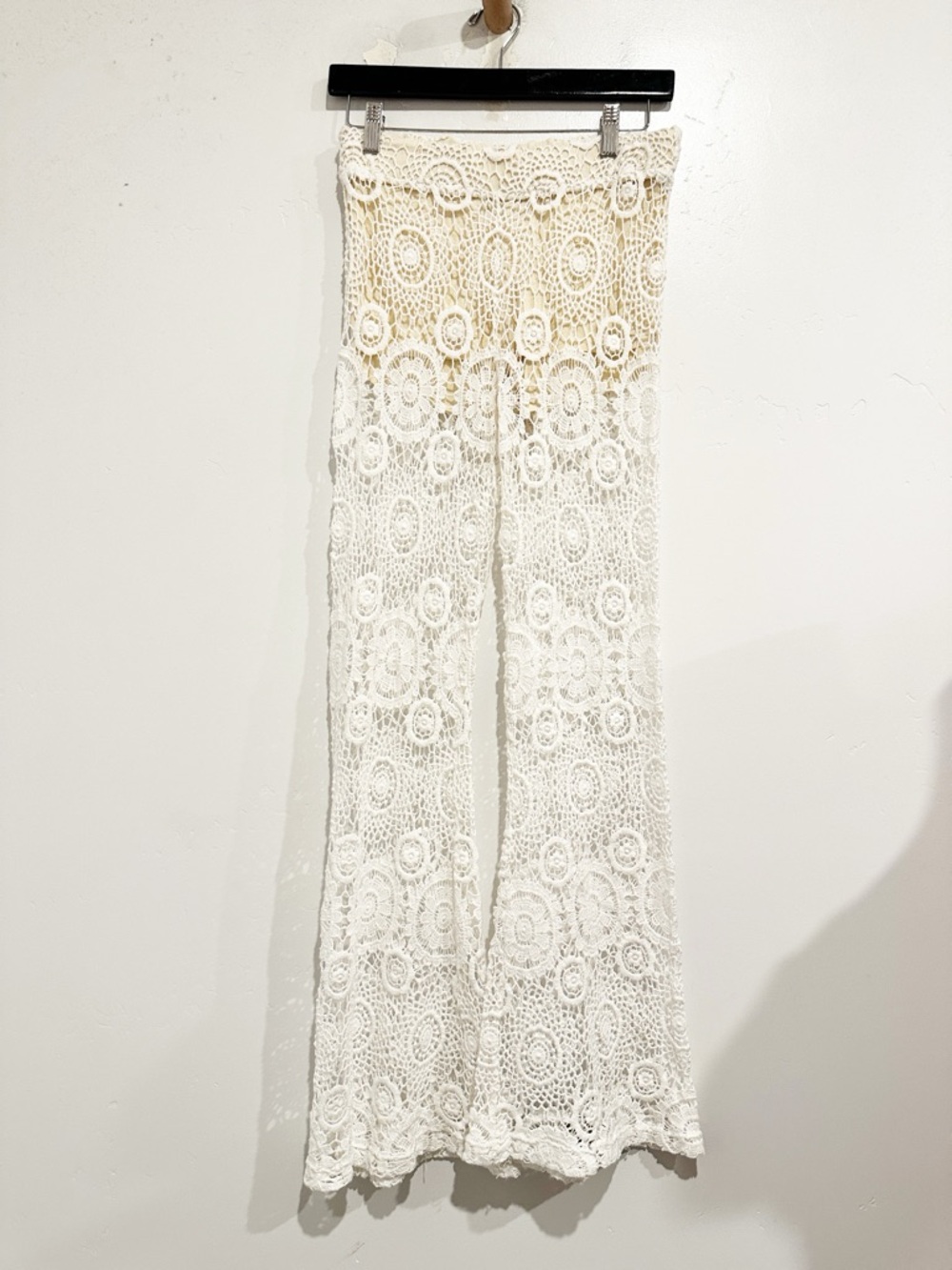 Nightcap Cream Crochet Flared Pants Size 2